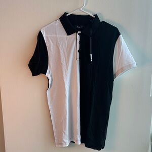 Fashion Nova Black and White Split Polo Shirt
